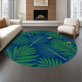 Tropical Leaf Canopy with Subtle Animal Silhouettes Design (Blue)