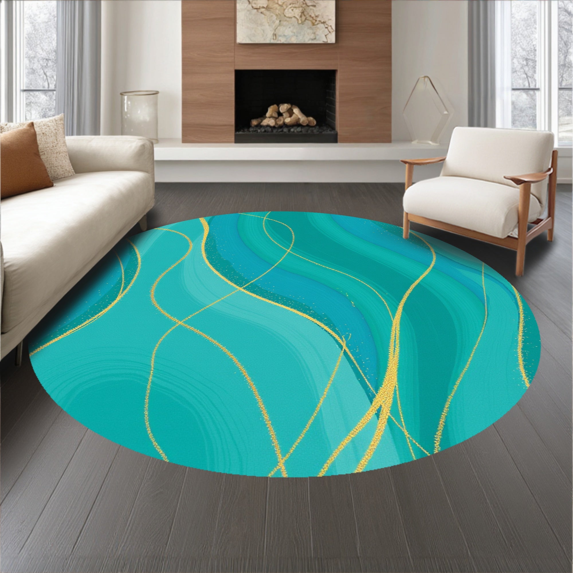 Mystical Azure Stream Elegant Fluid Dynamic(Blue)