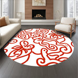Abstract Floral Swirl with Fluid Curves and Dynamic Shapes (Red)