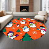 Jolly Snowman Family Scene Holiday with Pine Tree Accents(Orange)