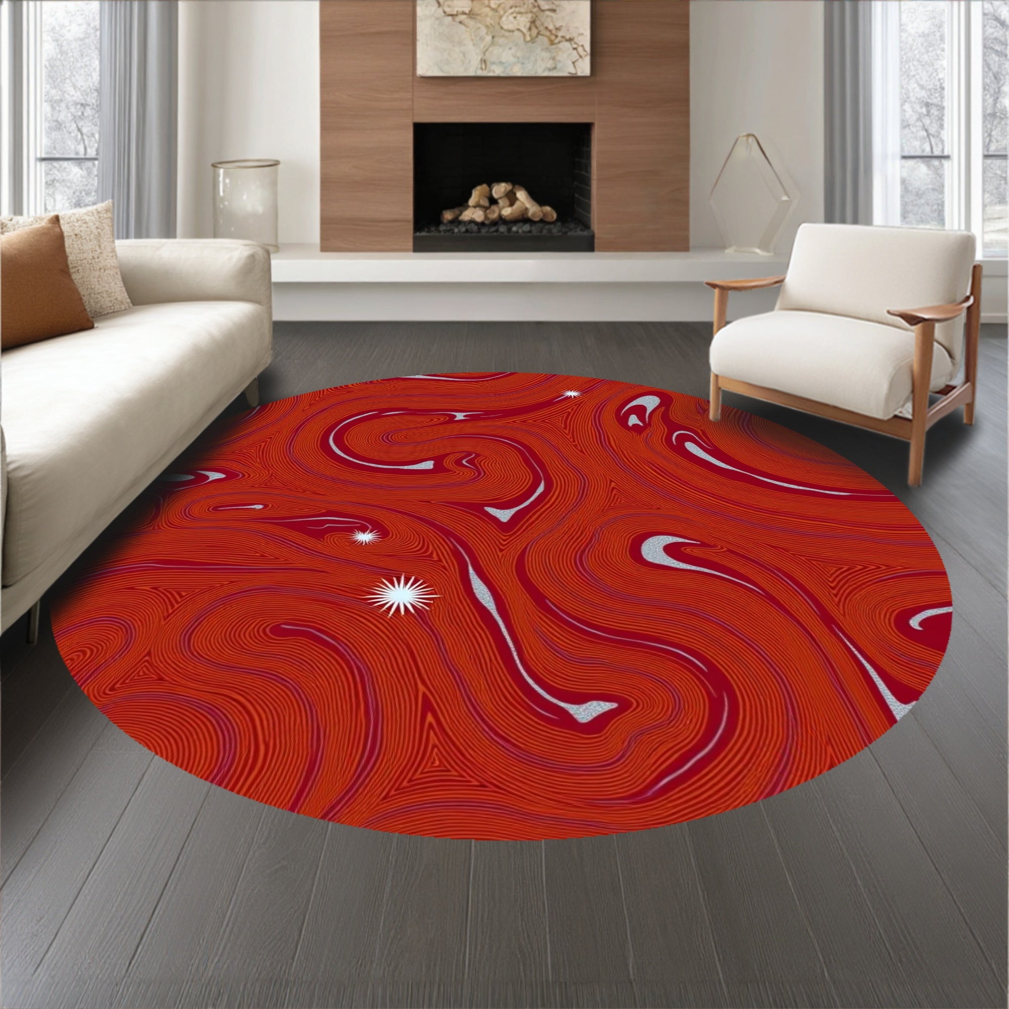Swirling Galaxy Spiral with Starburst Contemporary Art(Red)