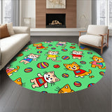 Charming Kitty Parade Motif Artwork With Yarn Accents(Green)