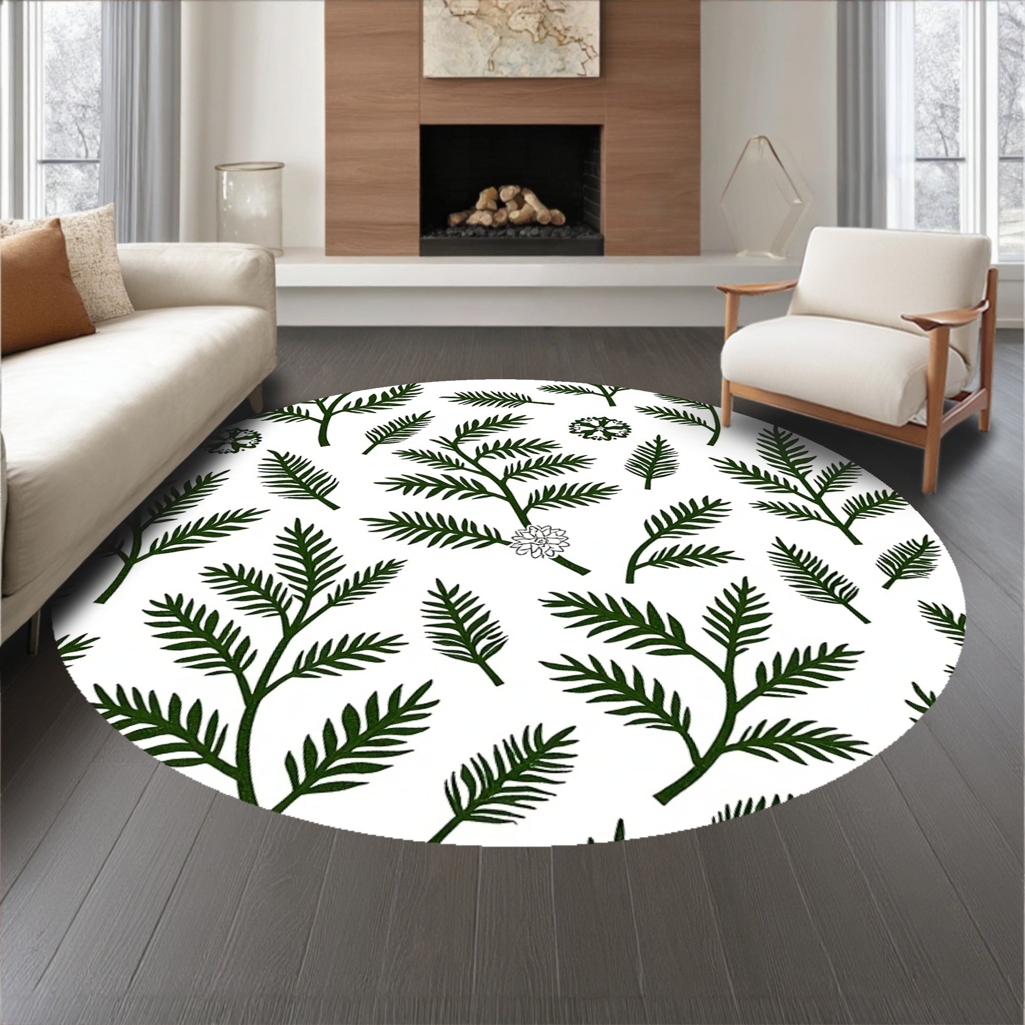 Holiday Evergreen Design with Detailed Frosted Snowflake Embellishments(Green)