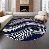 Abstract Waves and Dots with Interlocking Motifs(Blue)