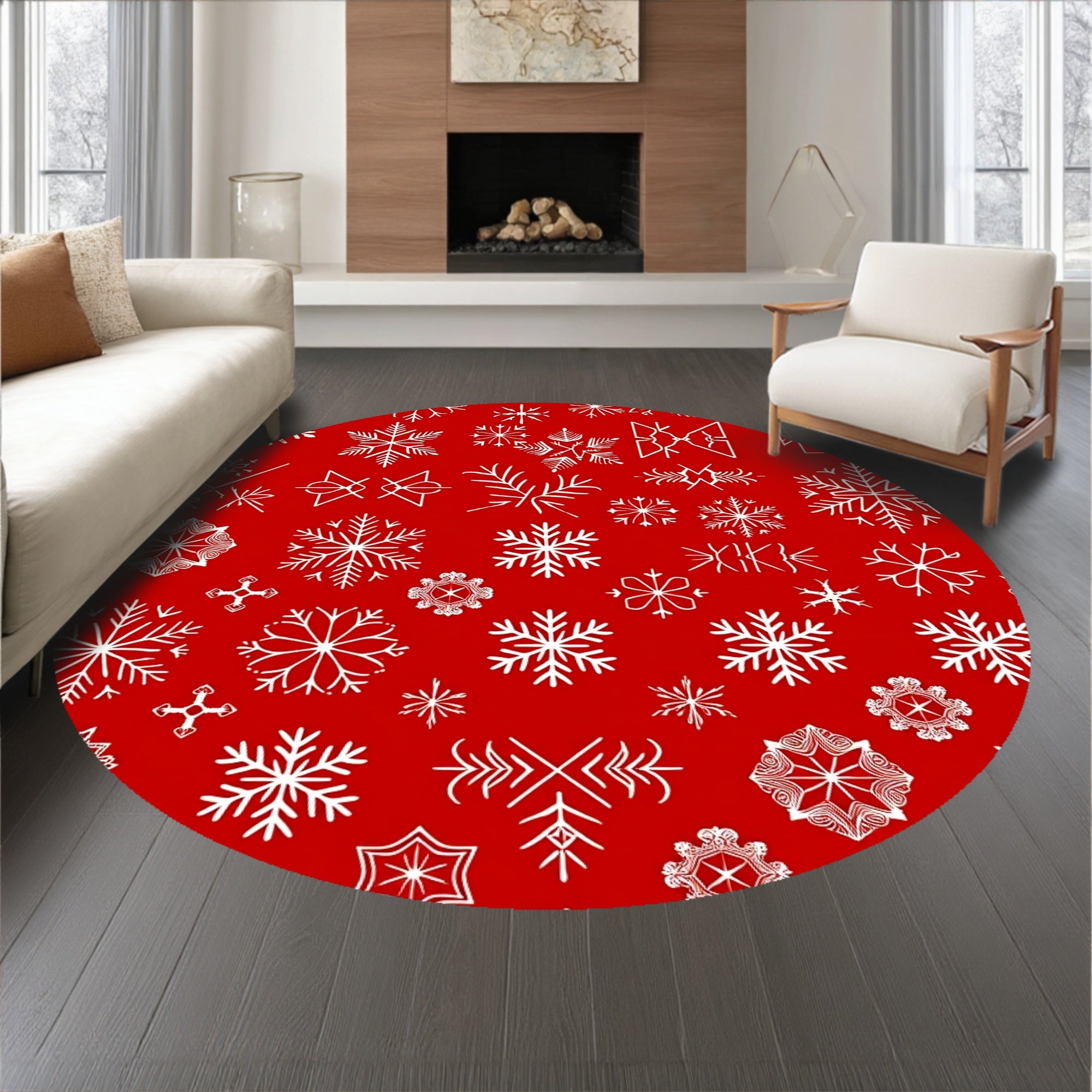 Festive Snowflake Winter Wonderland Holiday Decoration(Red)