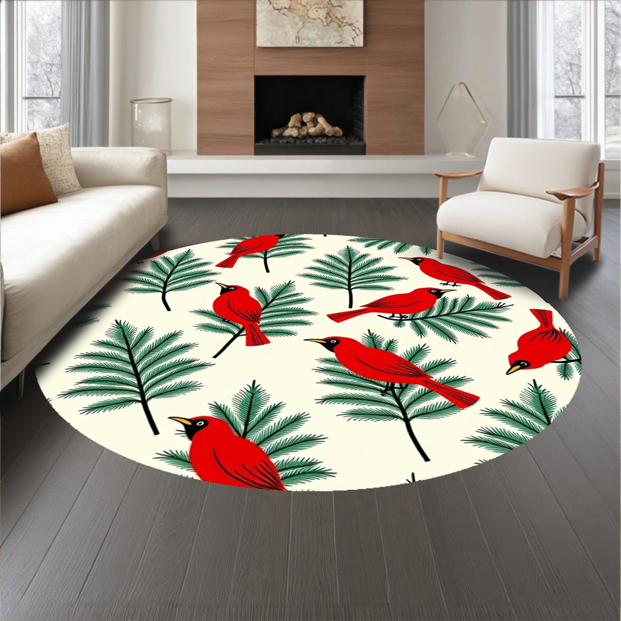 Cardinal Pine Branch Holiday Bathroom(Red)