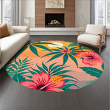 Tropical Sunset Palm Fronds with Hibiscus Blooms(Orange)