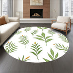 Botanical Leaf Print Fluffy Machine Clean Safety Base (White) - ODIKA