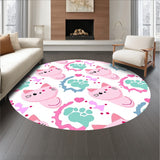 Charming Kitten Faces in Interlocking Hearts and Paw Print Motif(Pink)