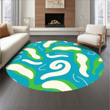 Interlocking Wave Motif with Abstract Coral Accents (Blue) - ODIKA