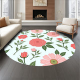 Romantic Rose Garden Motif Modern Area Plush Texture(Pink)