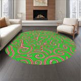 Winter Cane Stripe Floor Collection Swirl Motif(Green)