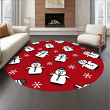Festive Snowman Area with Holiday Motifs(Red)