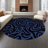 Abstract Wave Motif Featuring Fluid Swirls and Curves(Black)