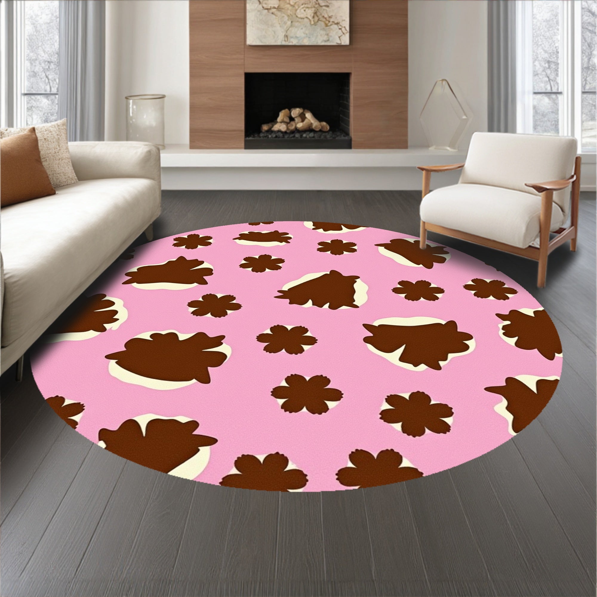 Spotted Cowhide Area with Natural Ranch Design(Pink)