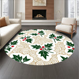 Elegant Holly Leaf with Crimson Berries and Subtle Swirling Lines(Green)