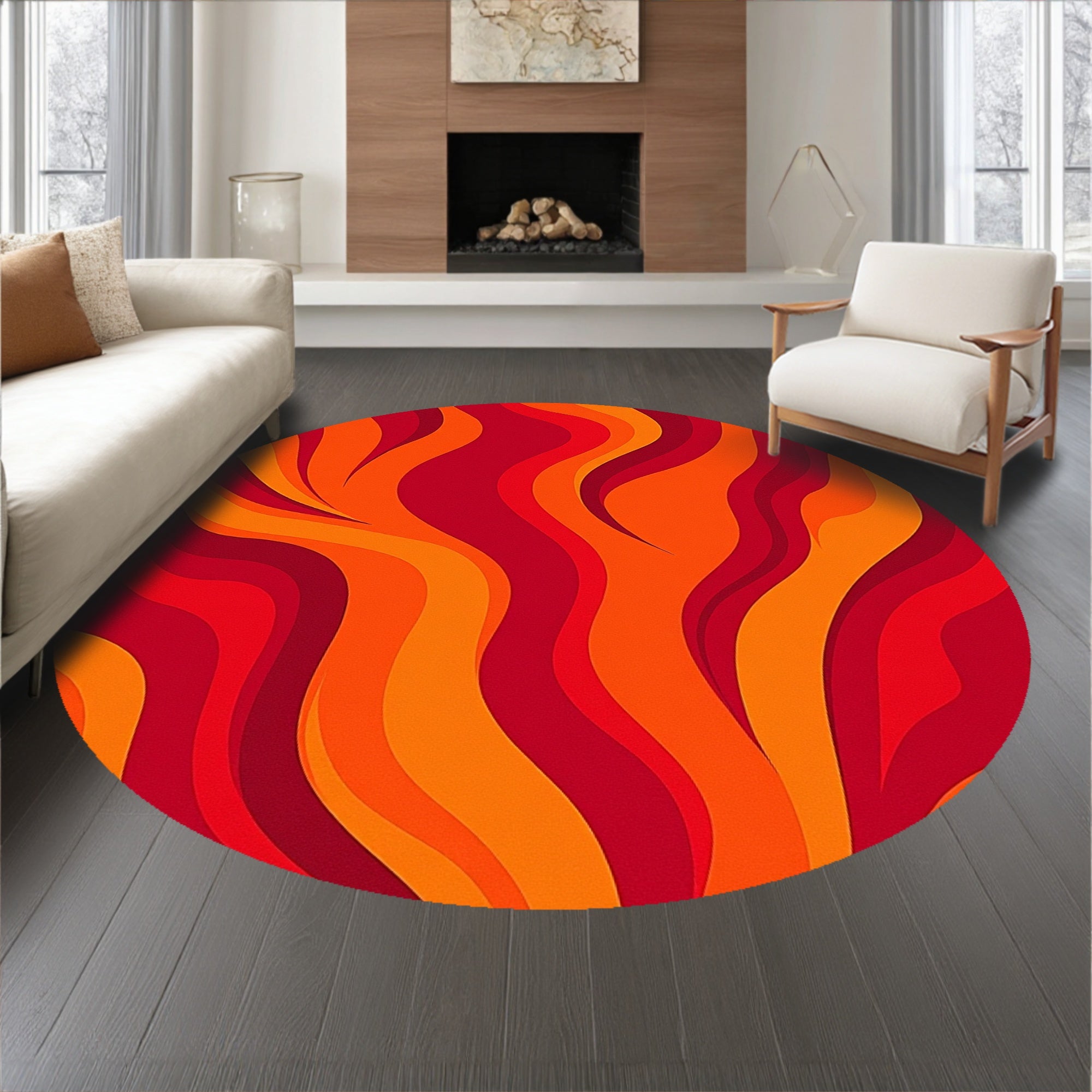 Abstract Flame Motif Combining Fluid Shapes and Intense Warmth(Red)