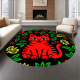 Cheerful Cat And Holly Berry With Festive Interlocking(Red)