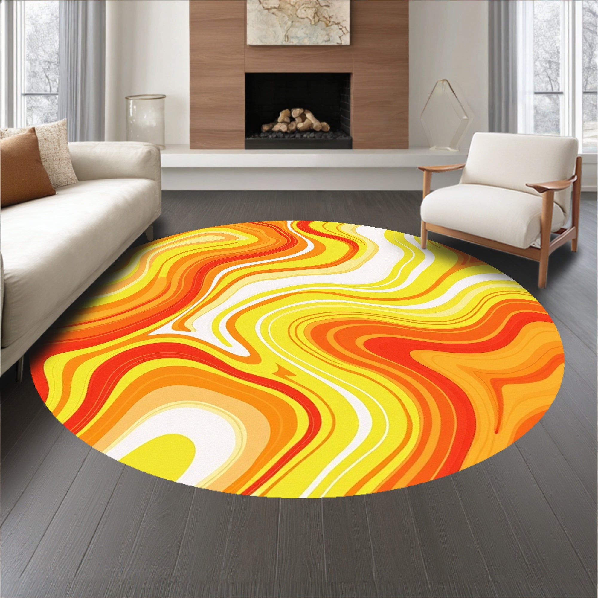 Artful Watercolor Brushstroke Featuring Flowing Ombre Waves(Orange)