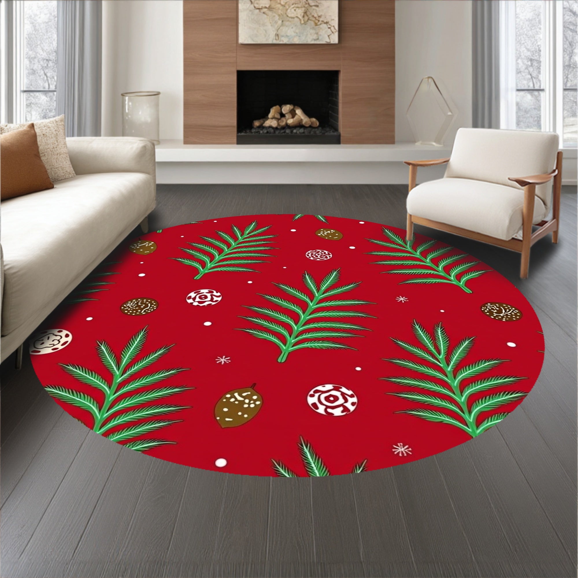 Elegant Pine Branch Seasonal Evergreen Bough Arrangement(Red)