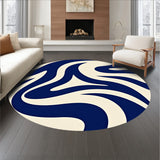 Modern Wavy Interlocking Motif with Bold Curves and Abstract Layers(Blue)