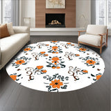 Modern Damask Revival Stylized Blossom Motif Accent (Orange)