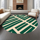 Abstract Crosshatch Plaid Art with Bold Motifs(Beige)