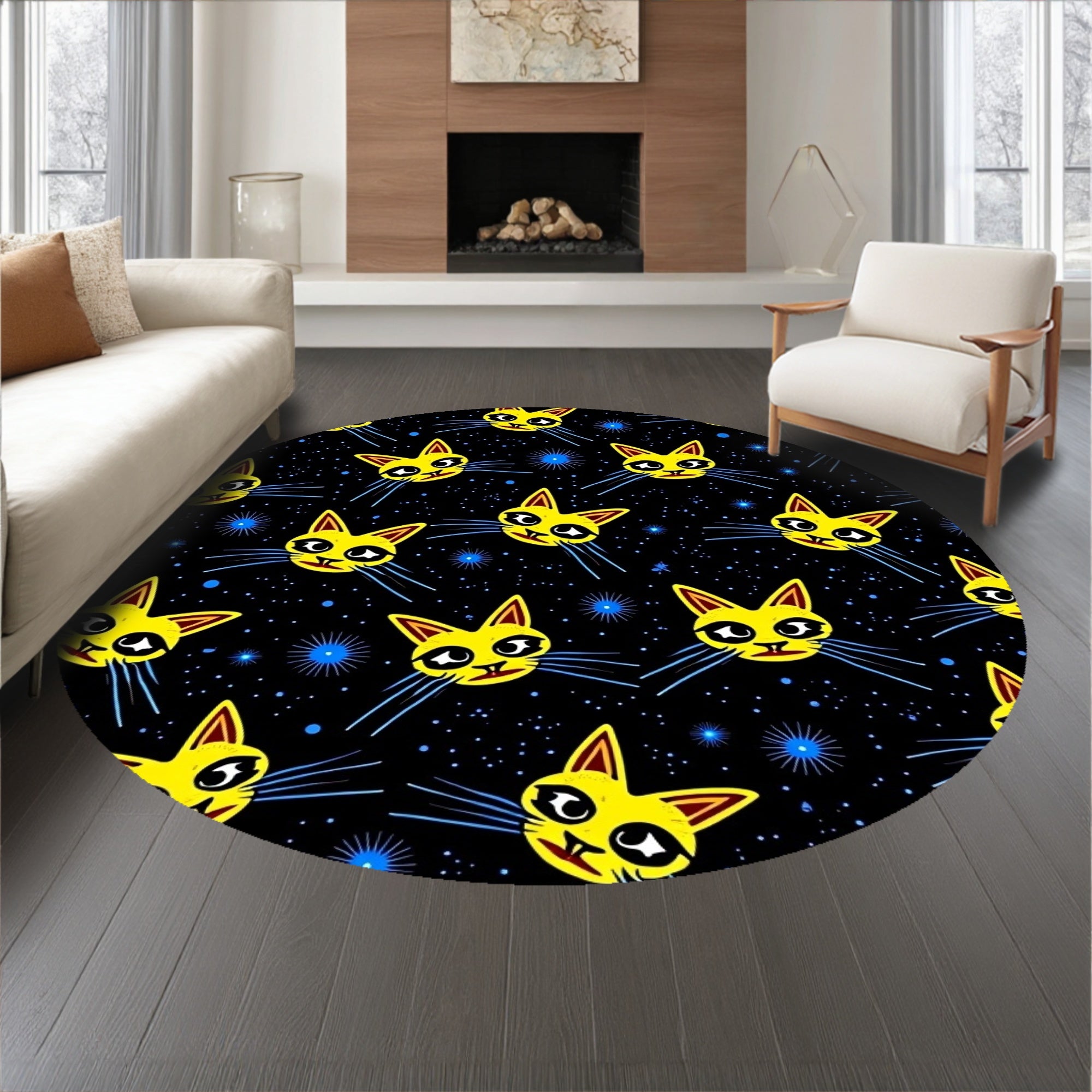 Mystical Cat Eyes Constellation Motif Glowing Accent(Yellow)
