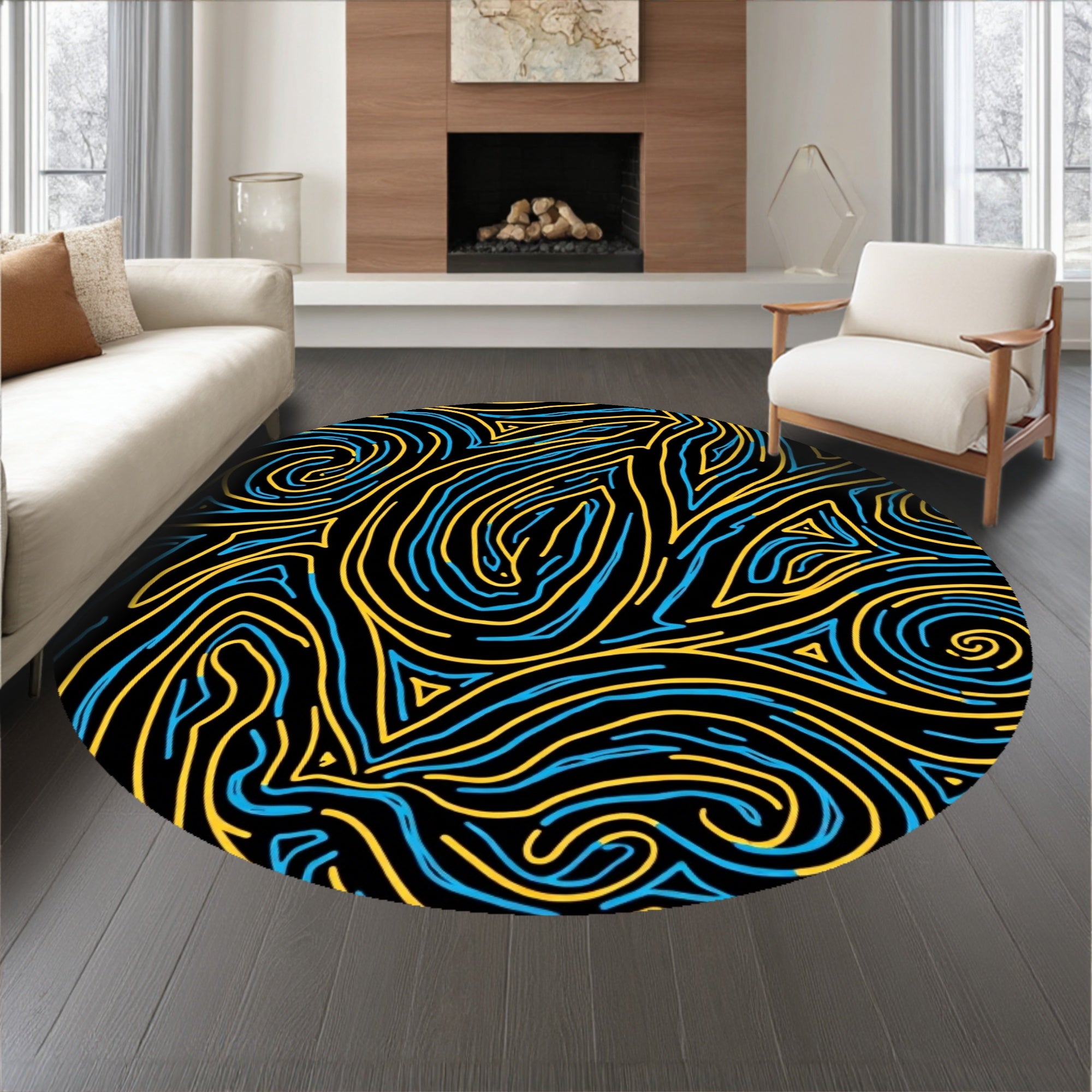 Abstract Golden Veins Intertwined With Swirls In Modern(Black)
