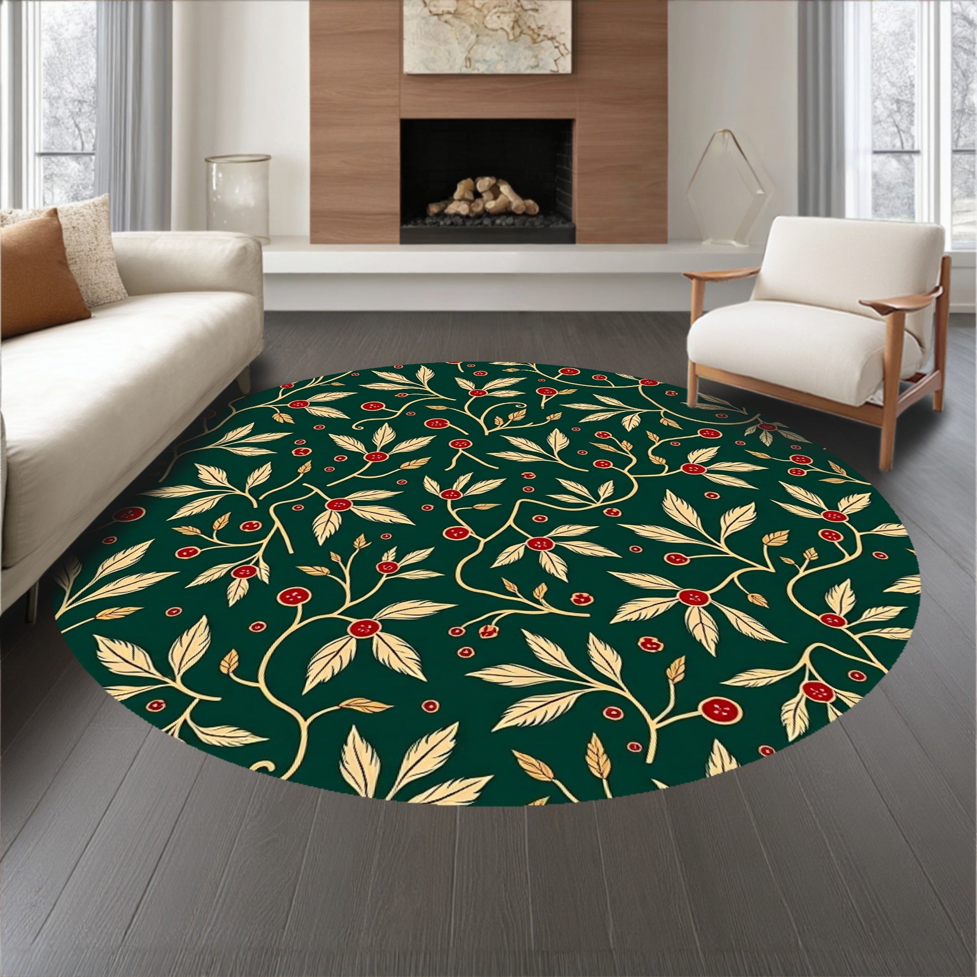 Festive Holly Leaf Botanical Decorative Elegant Tapestry(Green)