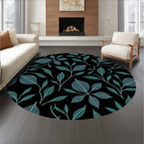 Noir Bloom Abstract Floral Tapestry Art Nouveau Motif (Black)
