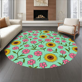 Artistic Sage Green and Pink Floral Mosaic with Sunflower Highlights (Pink) - ODIKA