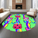 Adorable Kitten Face Motifs with Stripes and Hearts(Green)