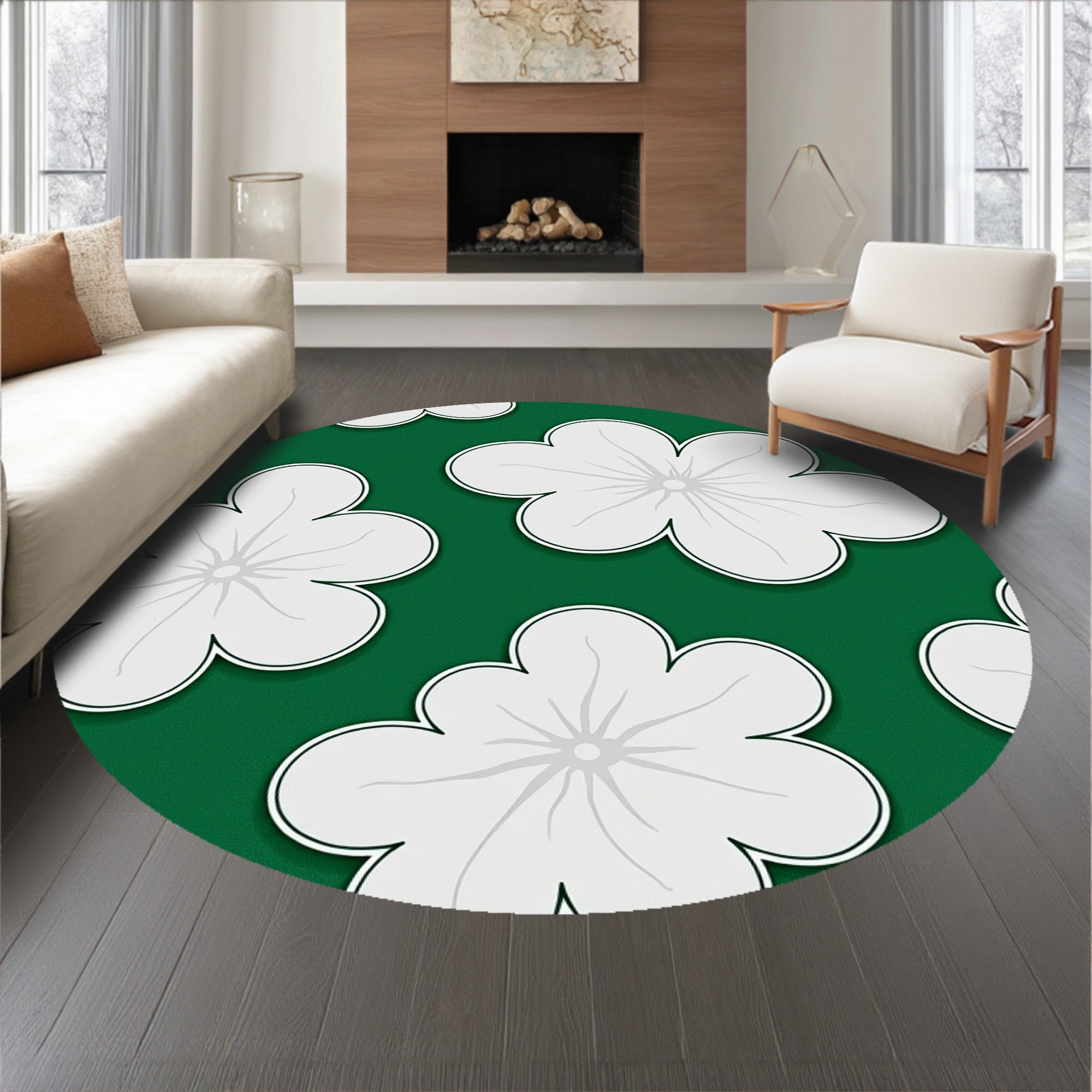 Celestial Puff Design Plush Area with Heavenly Texture(Green)