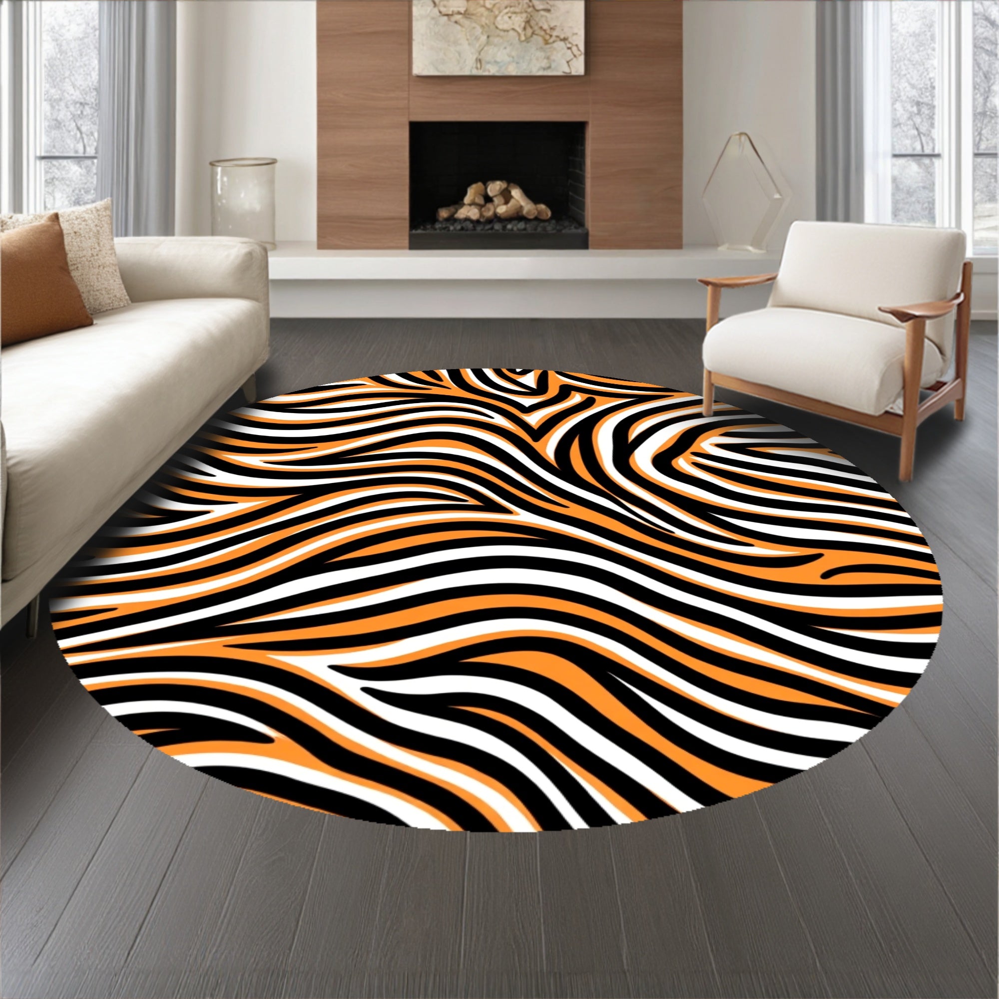 Dynamic Zebra Style Stripe with Asymmetric Flowing Lines(Orange)