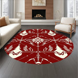 Holiday Ornament Array with Interlocking Plaid and Stylized Pine Sprigs(Red)