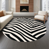 Abstract Chevron Wave Design Floor Covering with Bold Stripes(Black)