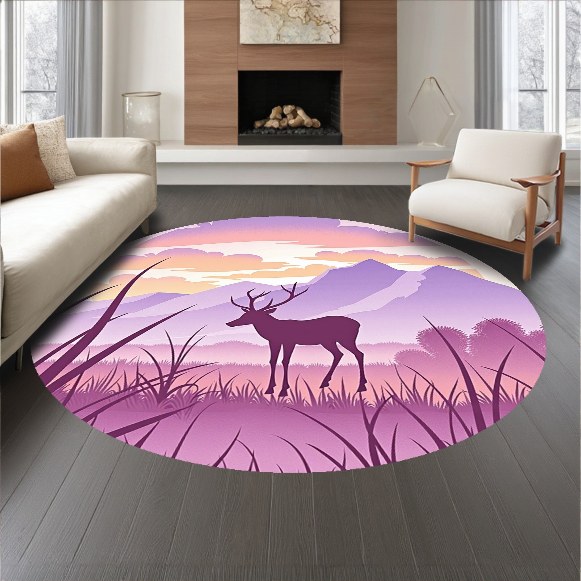 Meadow Stag Archway Decorative Accent Half Moon(Purple)