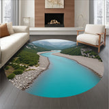 Natural Vista Mountain Stream Panoramic Horizon Perspective Illusion(Blue)