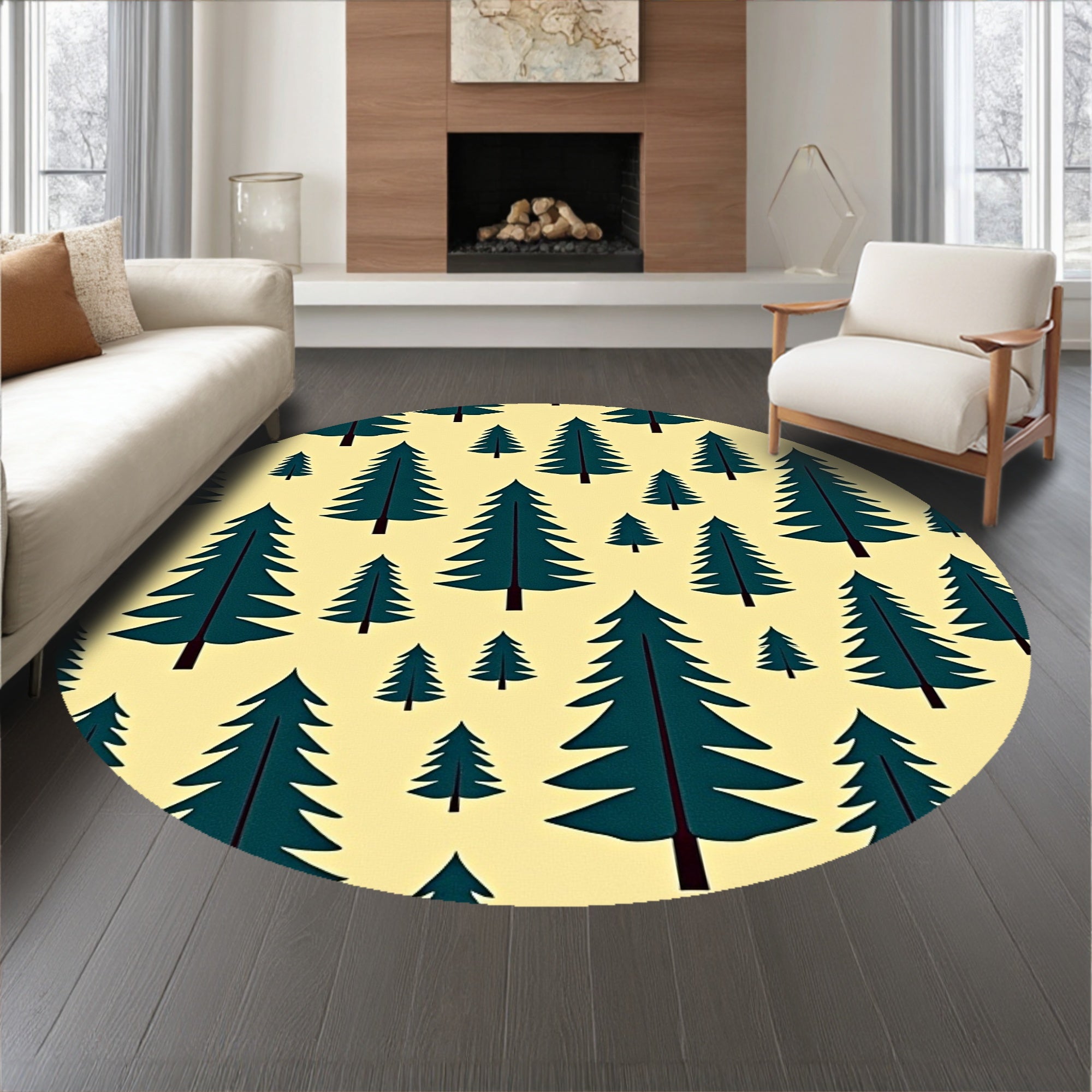 Nordic Pine Tree Xmas Area Winter Theme(Beige)