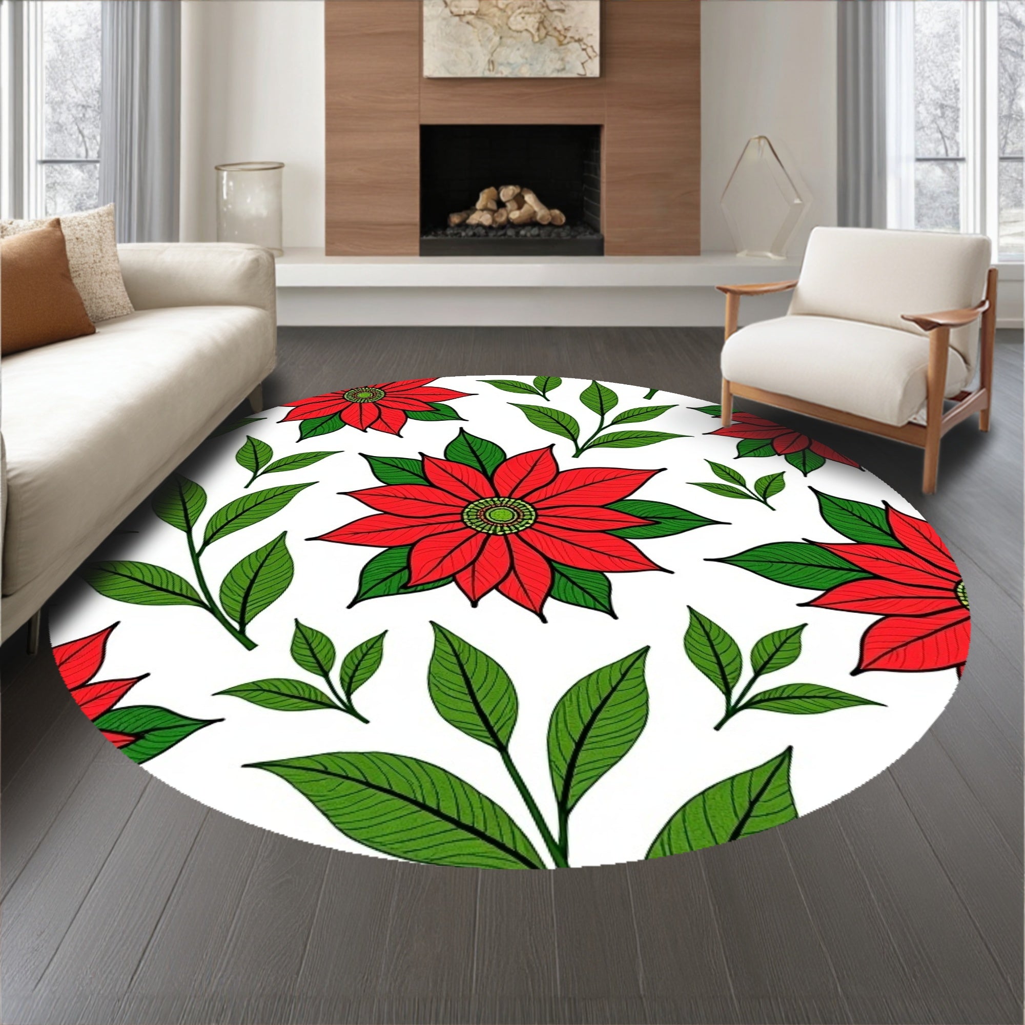 Poinsettia Bloom Slip Resistant Christmas Style(Red)
