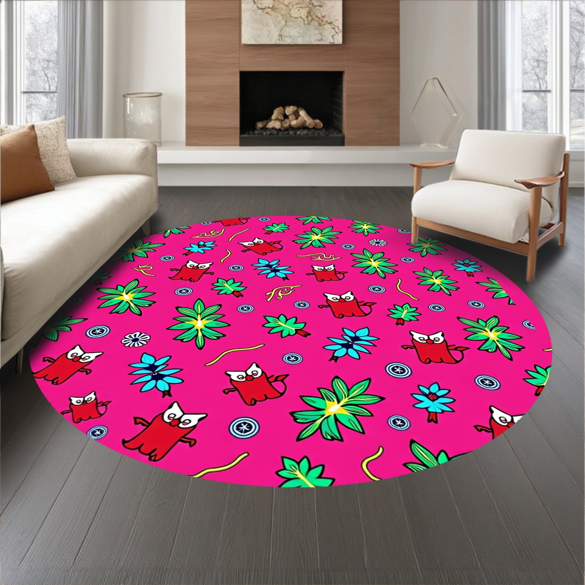 Quirky Christmas Illumination with Animated Cat and Light(Pink)