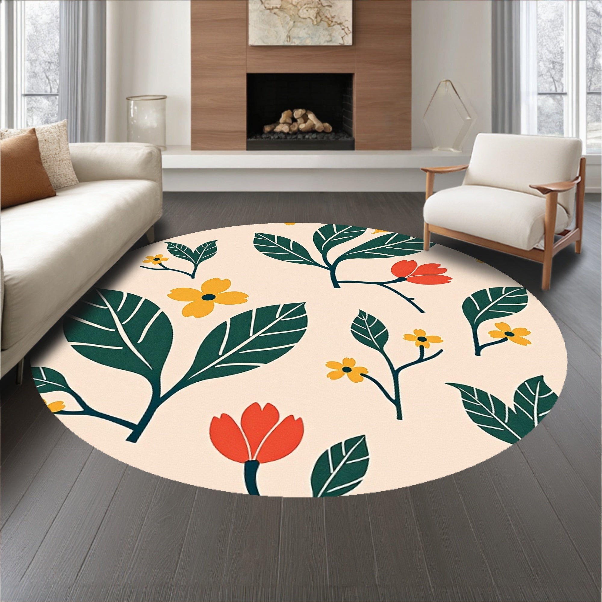 Wild Meadow Paisley Leaf Tapestry Modern Botanical(Beige)