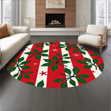 Cane Striped with Holly Leaf Accents Semi Arc Design(Red)