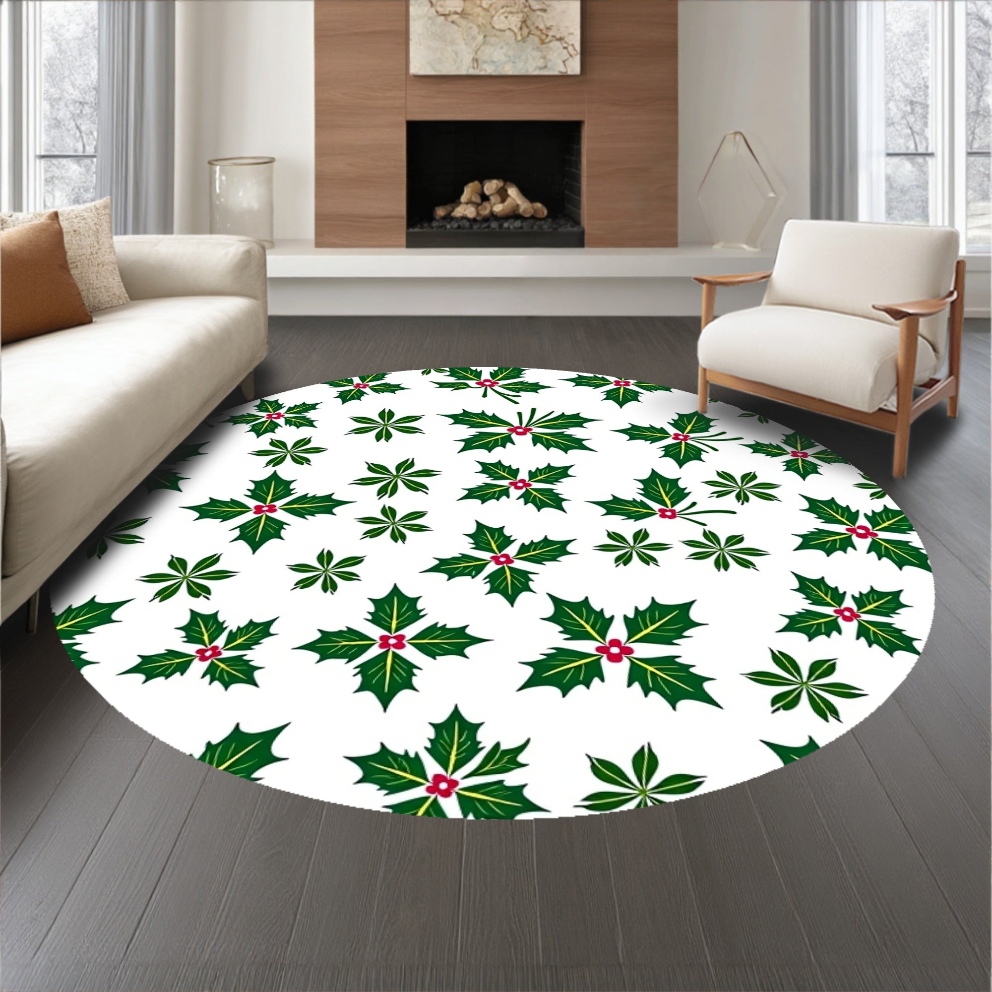 Holly Berry Wreath Festive with Traditional Holiday Motifs(Green)