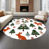 Snowy Pine Forest with Woodland Creatures Holiday Accent(Green)