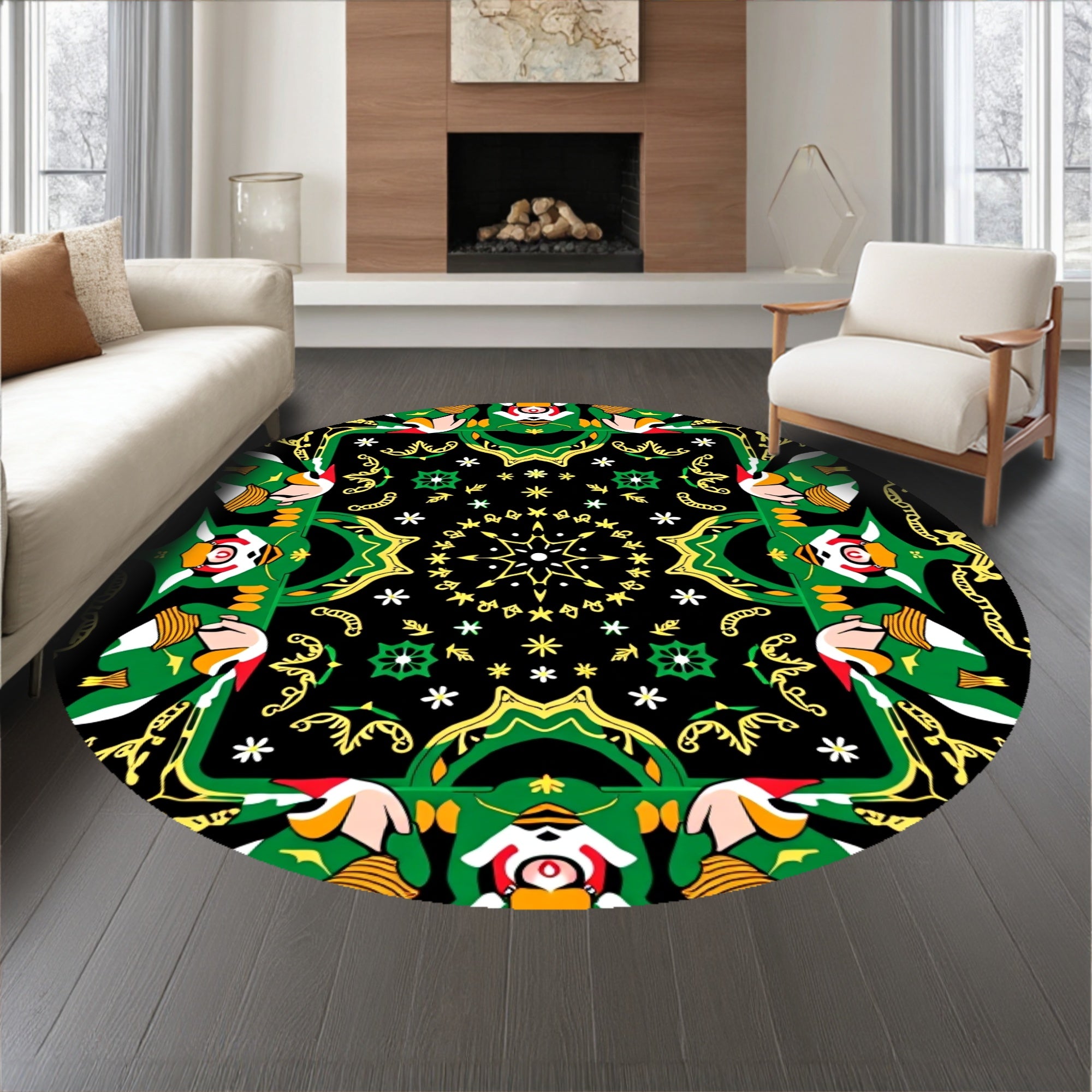 Festive Yuletide Elves with Twinkling and Holiday Parcel Illustrations(Black)