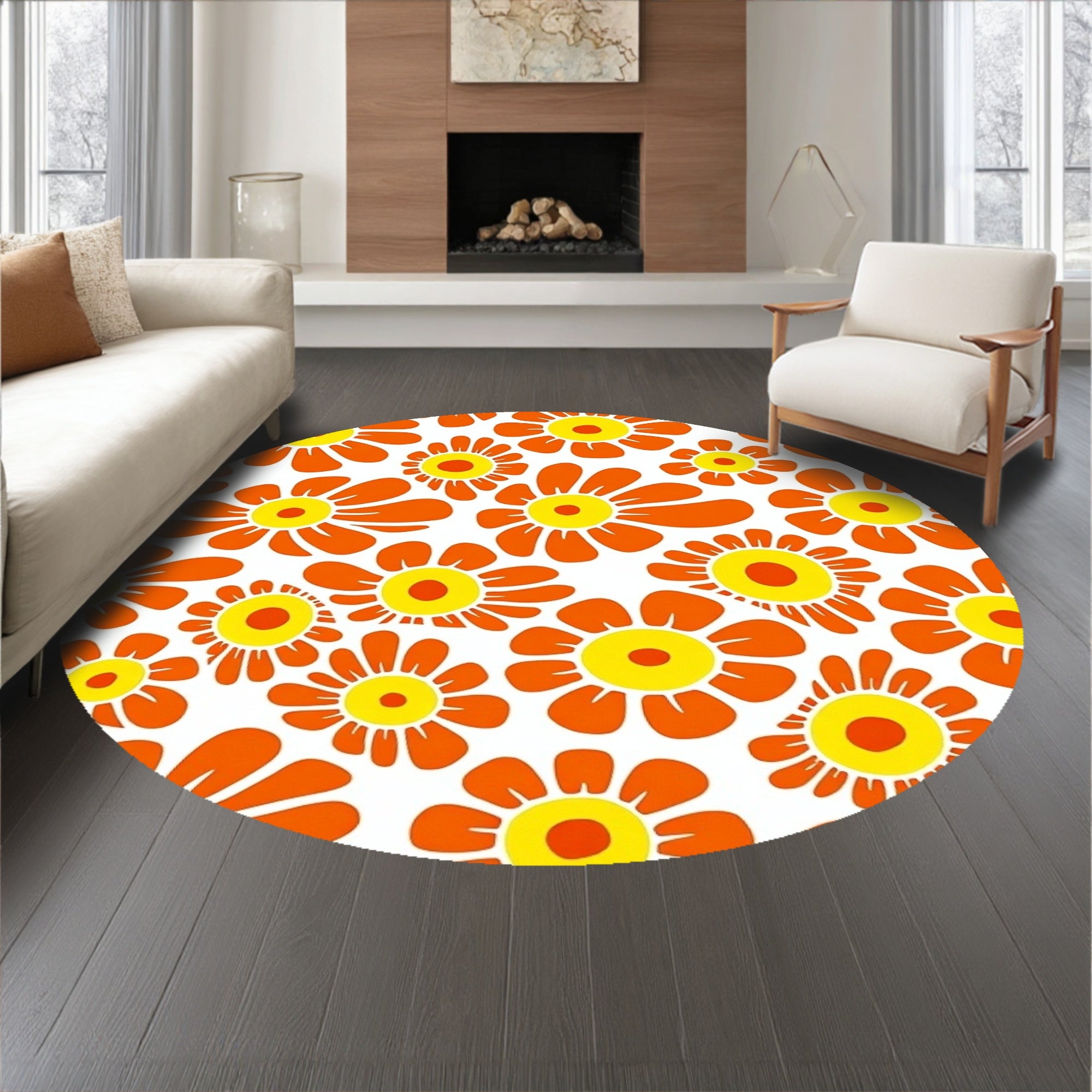 Sunrise Citrus Mosaic with Abstract Interlocking Petals (Orange) - ODIKA