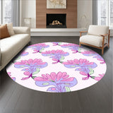 Modern Floral Interlocking Tapestry with Stylized Petal Arrangements(Pink)
