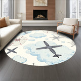 Aviation Journey Sky Map Featuring Cloud Navigation Flight Routes(Light Blue)